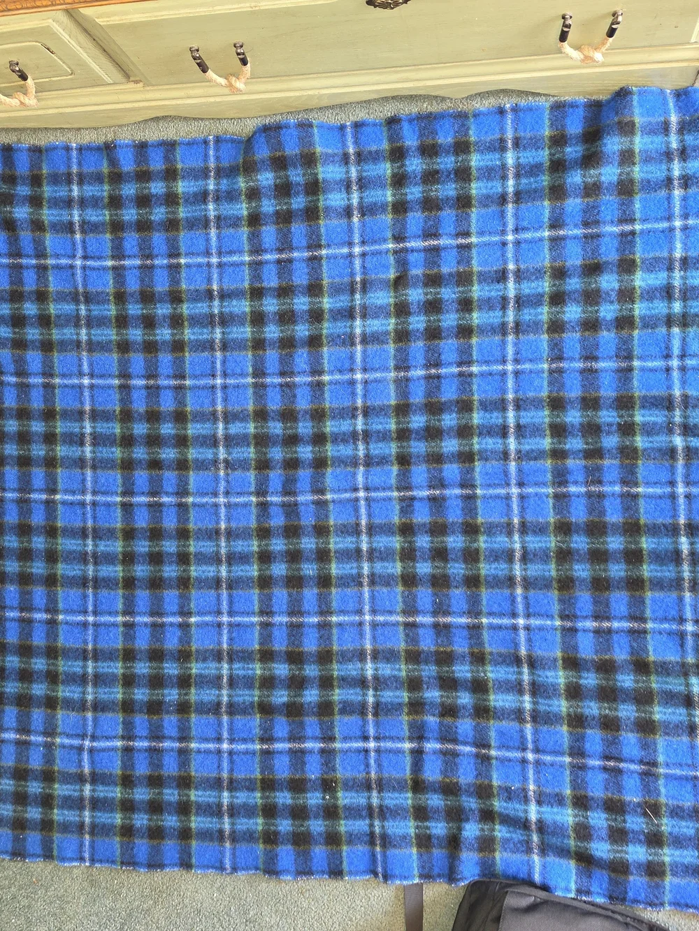 Pendleton 100% Virgin Wool Blue Plaid Fringed Blanket